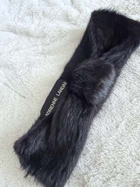 Adrienne Landau Black Fur Headband Ear Warmer